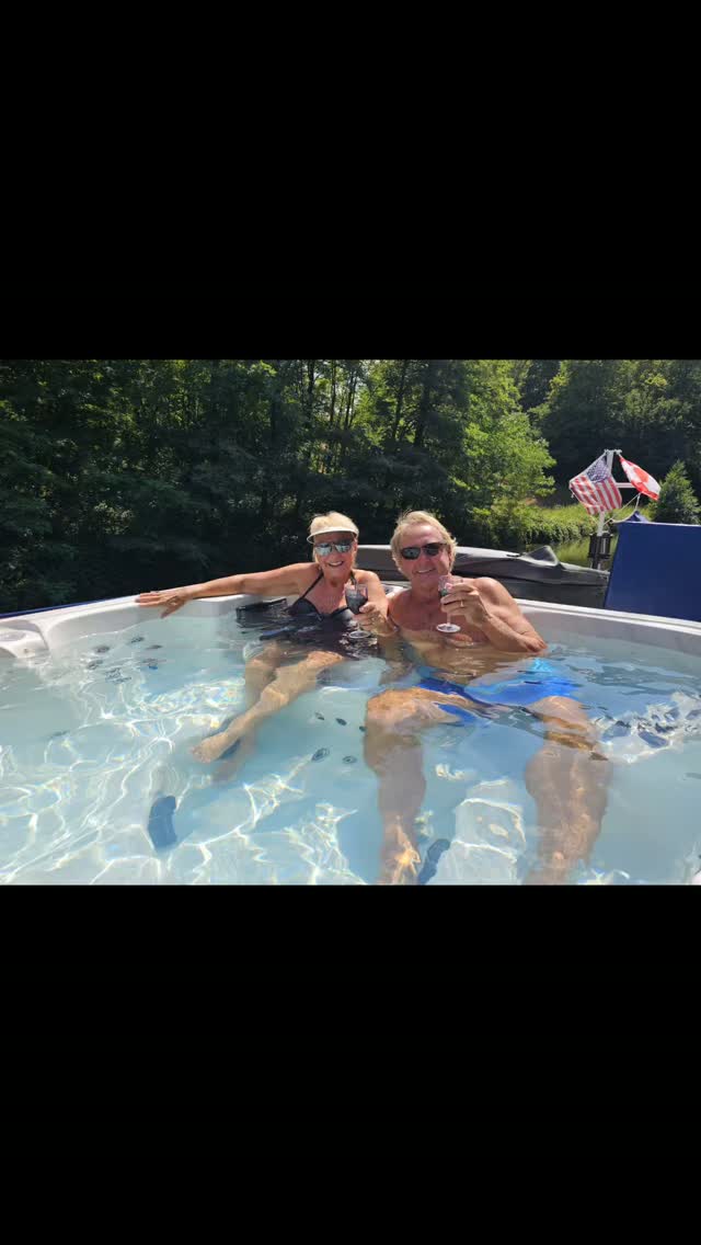 Our last day in Burgundy. How about a dip in the spa while cruising the canal. We docked at St. Julien for the last dinner. Candlelight with the captain, Jeremy and Olivia. Yep, you had to try escargo!  All the lunch and dinner menus exceeded expectations.

Great meeting our new friends from Canada/Australia, Matthew and Lisa. We enjoyed the conversation and sharing the wine in Burgundy. 

Special thanks to the entire crew aboard the Impression team. Jeremy, Olivia, Joana, Chevvy, and Aubin. All cabins named after an Impressionist painters. The countryside lush with wheat, sunflowers and vineyards. 
Check out all the luxury barge cruises@ european_waterways.#couplesgoals #instatravel #european_waterways #beautifuldestinations #travel