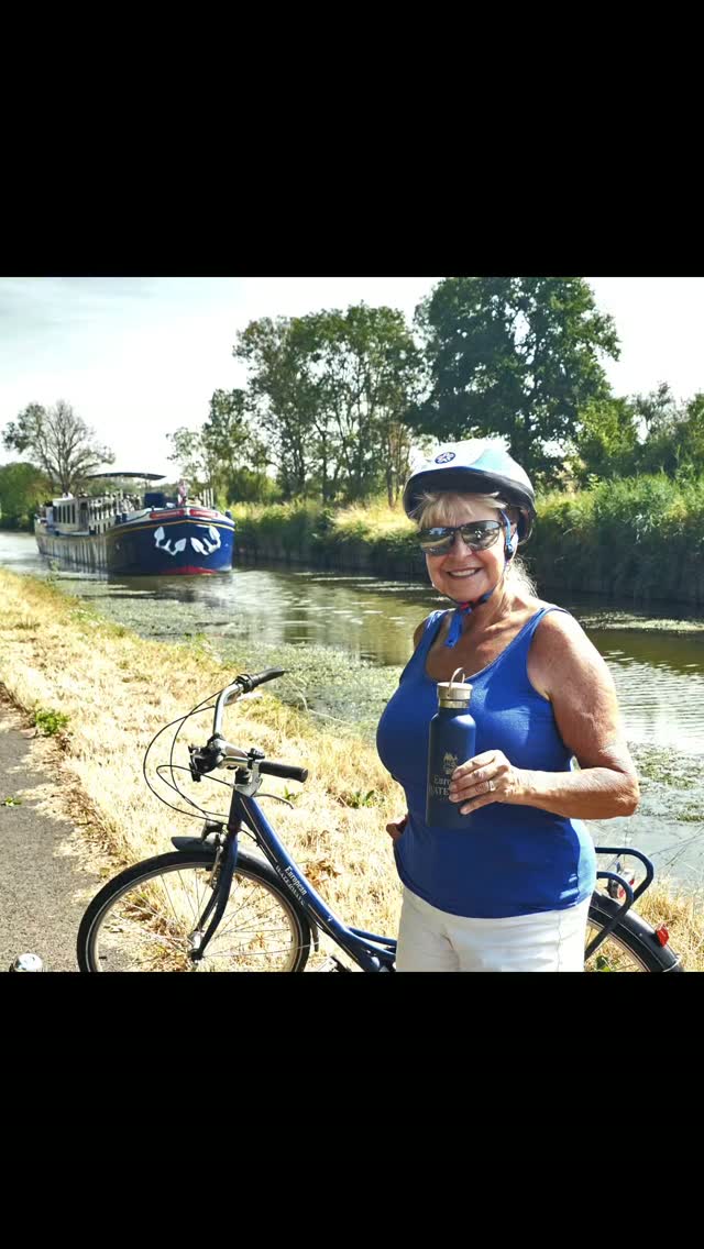 Another glorious day on the canal. We took bikes for a ride along the canal and waited for boat to catch up. Explored villages, enjoyed farms and livestock and people.

You can choose to stay on boat, or ride bikes or just walk along the canal. It was a good morning. After another terrific lunch, we visited another of Burgundy's numerous 14th to 18th century castles. The history of France is amazing. 

Each meal is an adventure in itself. Unusual ingredients blended to perfection. The chef has tremendous talent! Bravo!#couplesgoals #beautifuldestinations #instagolflife #europeanwaterways #france🇫🇷
