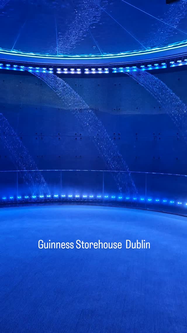 A waterfall display inside the Guinness Storehouse Dublin. It is a must visit when traveling to Ireland. Four stories of history of this iconic staple of Irish culture. Fun for everyone! #golfstagram #beautifuldestinations #guinness #tourismireland #greengolfball
