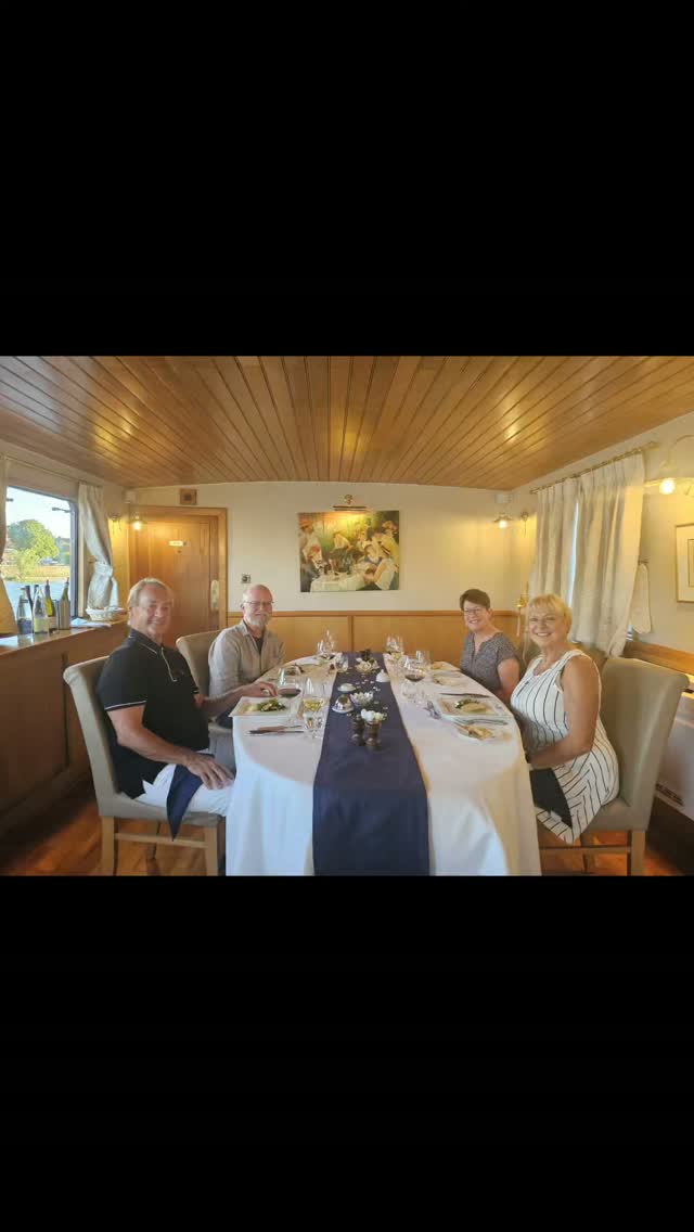 Our journey into the canals begin. We passed thru first big lock and into the lovely French countryside. Passing farm land and dmall villages. 
The lunch was scrumptious as always. Birds of Prey in barn of 14th century Chateau. Toured the historic buildings and learned the history thru the ages. 
As temps jumped around 100. It is time to head back to boat and some AC.
The dinners are artistry of presentation and taste. Each selection is explained in detail. Ingredients combined with the chefs magic touch. Wine from local burgundy winerand vineyards. 
Peaceful, relaxing and enjoying nature along the voyage. Thats what luxury barge cruising is all about.
#couplesgoals #beautifuldestinations #travelingram #luxury #europeanwaterways