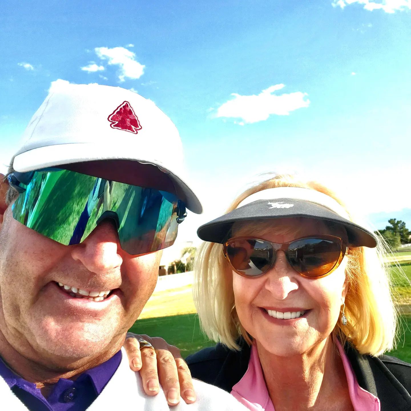 TIFOSI TUESDAY. I love my new "Rail" model sunglasses. It's like looking out a bay window. Perfect for reading greens, cycling, kayaking and hiking. Alice has her prescription Tifosis. We don't go anywhere without them .Check out the new lines @tifosioptics.com #sunglasses #golf #golfcontentnetwork #instacool #instagolf #golfstagram #tifosioptics #cool #lookinggood #eyewear #eyewearfashion #couples #couplesgoals #beautiful #spousesday #fun