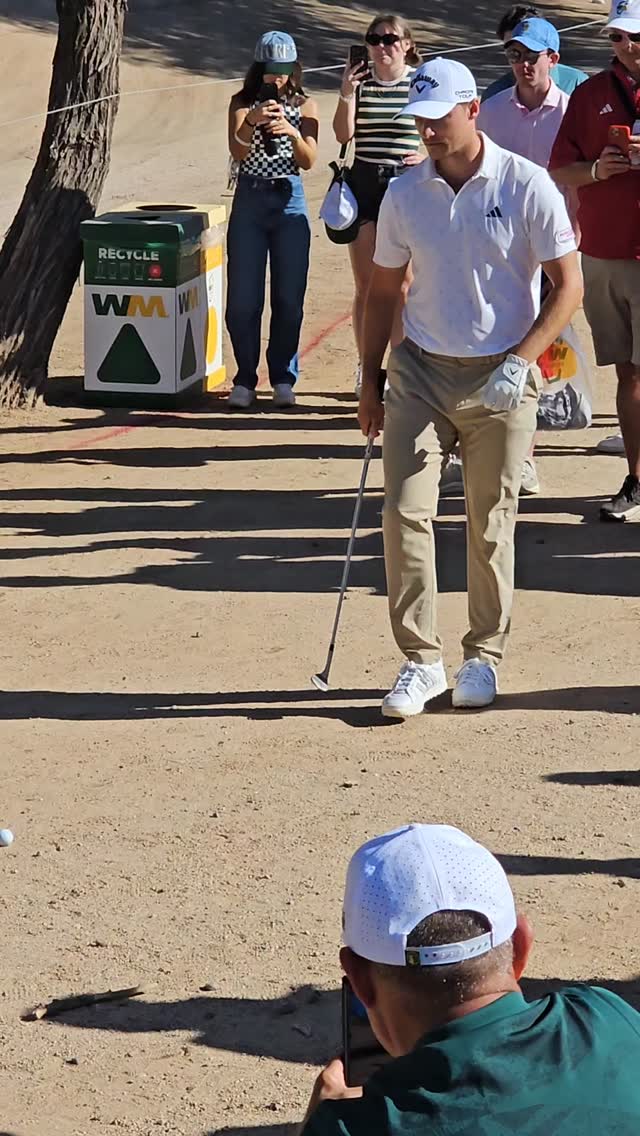 Rasmus Hojgaard getting it done out of the desert. Scottie making a charge. Neal Shipley bombs a drive on 13. Beautiful day for the 200,000+ patrons enjoying the greatest show on grass. Crowded leaderboard will make for exciting finish. WPOpen 26!! #golfstagram #golfcontentnetwork #couplesgoals #beautifuldestinations #golf